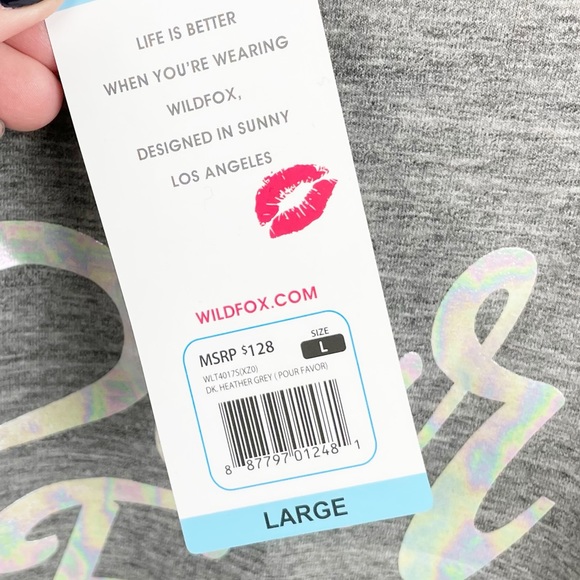 NEW Wildfox Pour Favor Wine Glass Graphic Oversized Tunic Sweatshirt Size Large - Picture 7 of 10